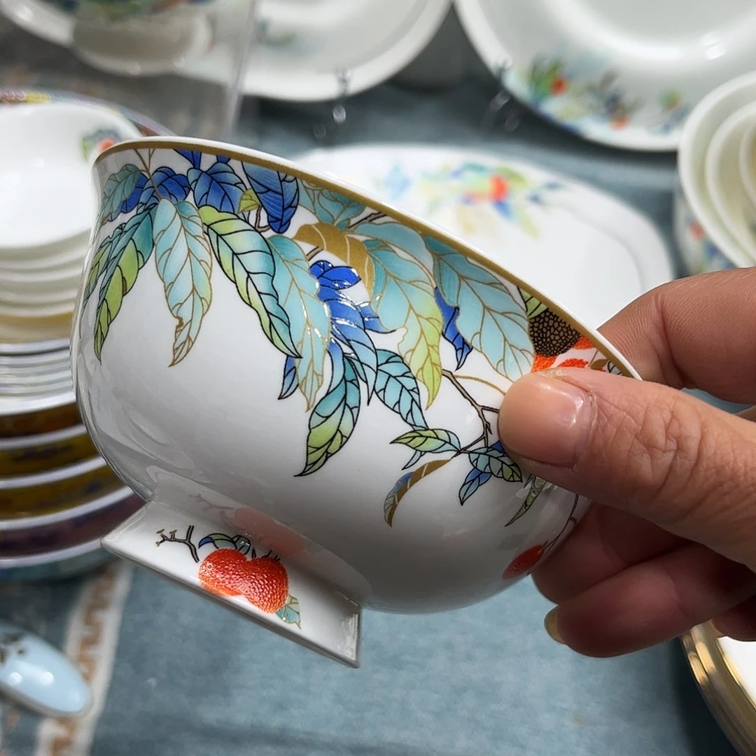 瓷片荔枝高脚腕六个4.5寸