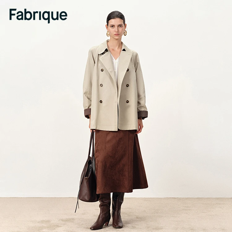 【Fabrique】 Catelo【灰曜石风衣】秋新品大翻领配腰带休闲短款外套