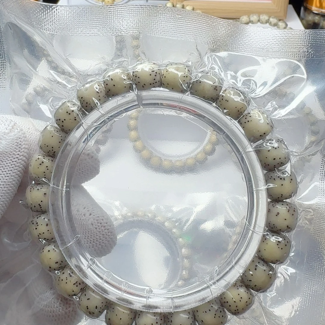 手串星月菩提石玉料9/8骨瓷白通体留白小细星