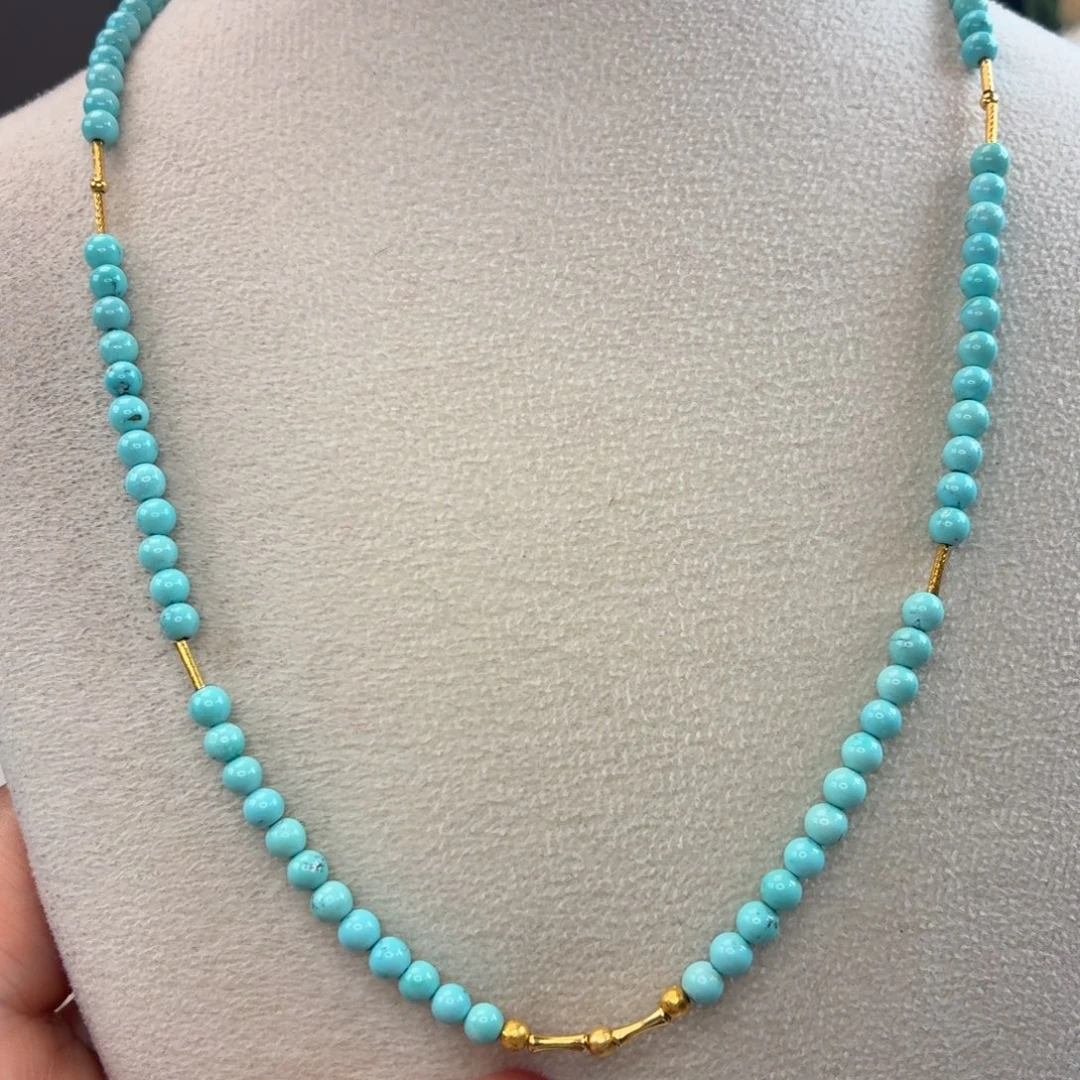 绿松石18K金镶嵌颈饰