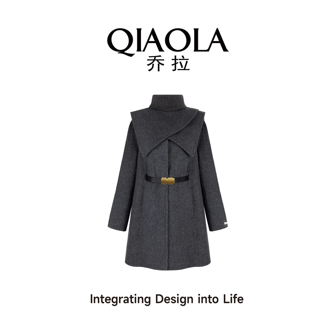 QIAOLA/乔拉【暮光围城】秋冬季双面绵羊毛毛呢披肩设计师外套预售