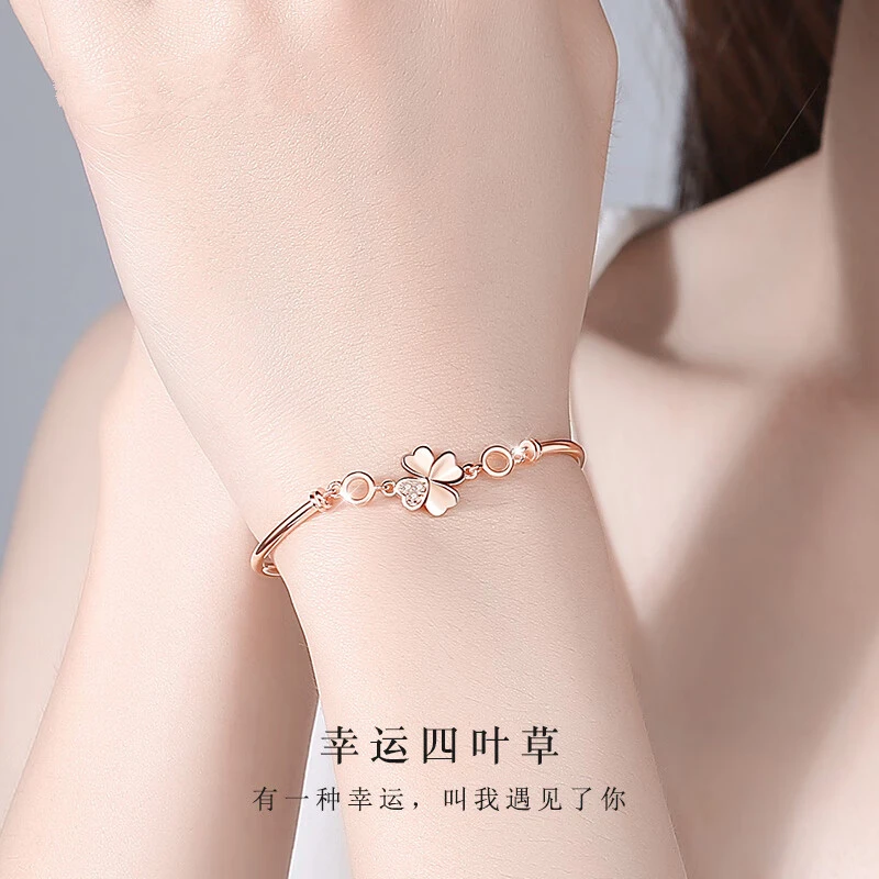 FARCOKO/法蔻 足银手链 四叶草手链女小众女生配饰生日礼物送女友