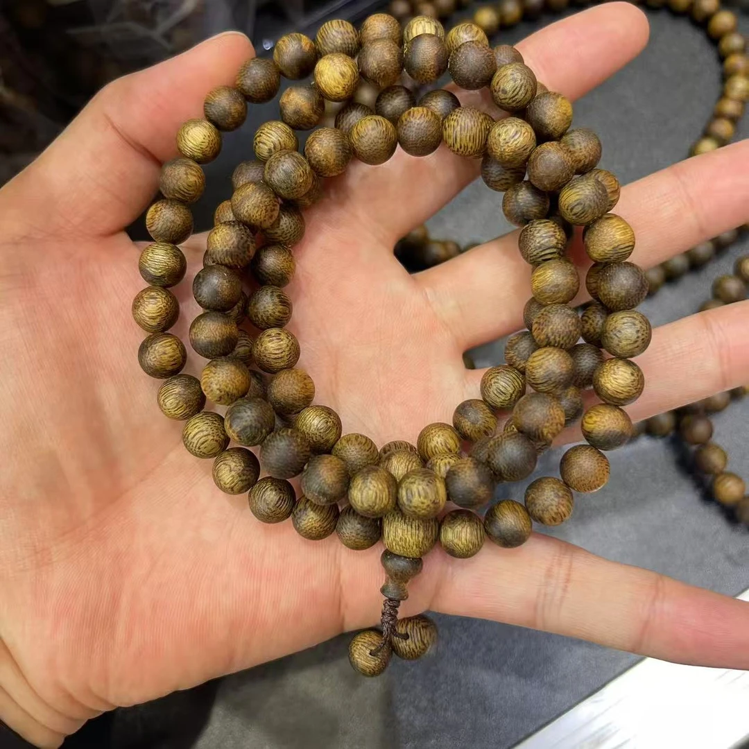 满江红 沉香手串海南金丝蜜结乌身圆叶圆珠0.8长串福利王炸款CC93