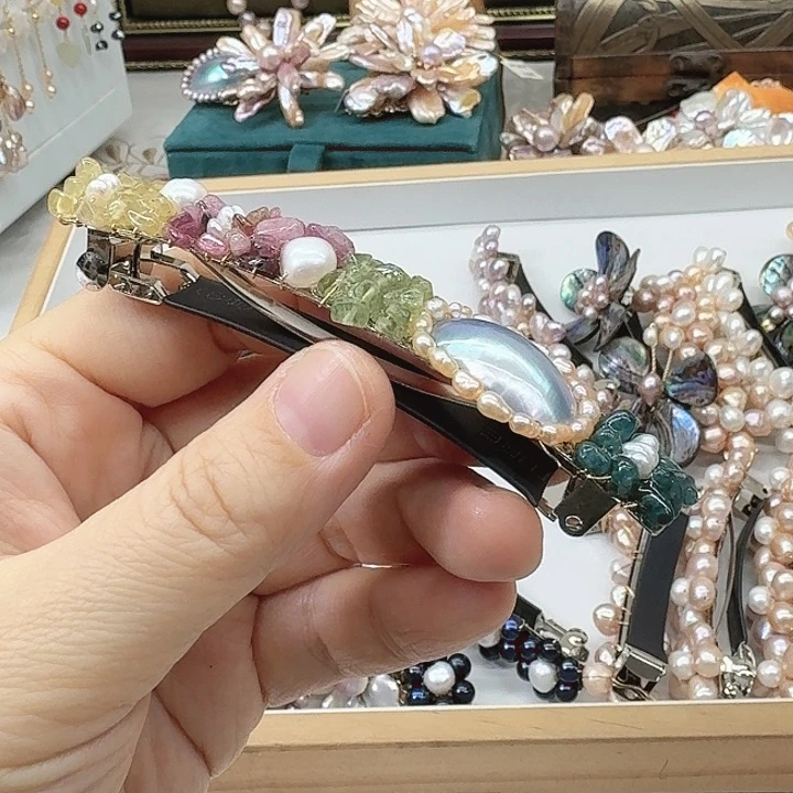 淡水珍珠发饰银S925镶嵌