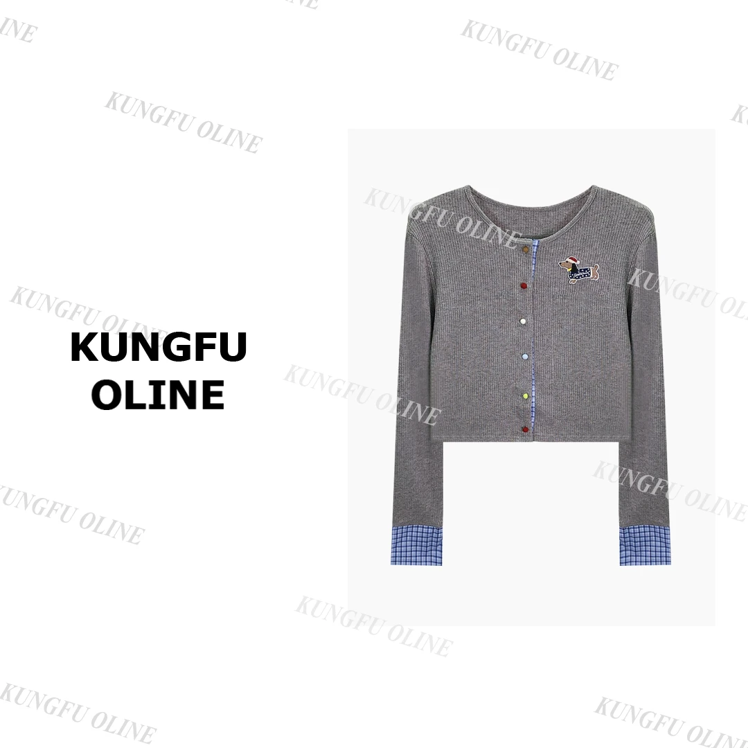 【小狗开衫毛衣】KS8456早秋流行款卡通印花长袖新款开衫休闲毛衣