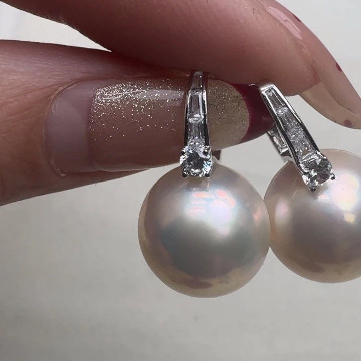 淡水珍珠耳饰18K金镶嵌