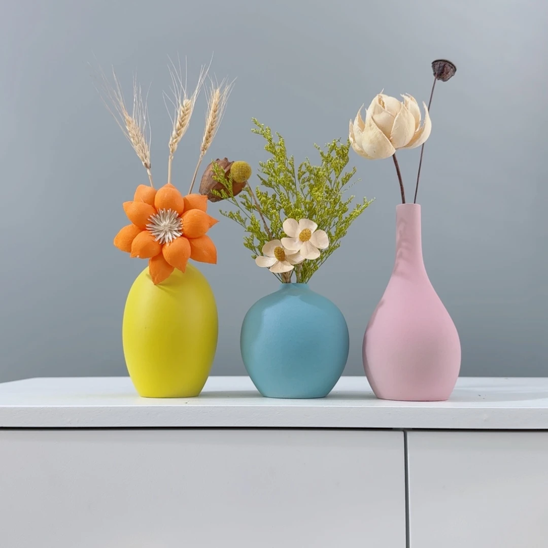 摆件陶瓷小花瓶含花总含花20-30cm