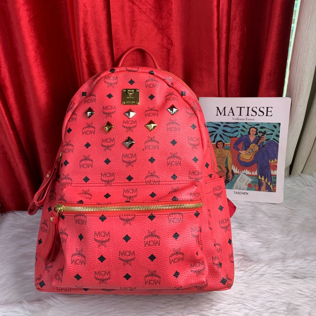 95新 MCM 红色双肩包/SD09508513/8513