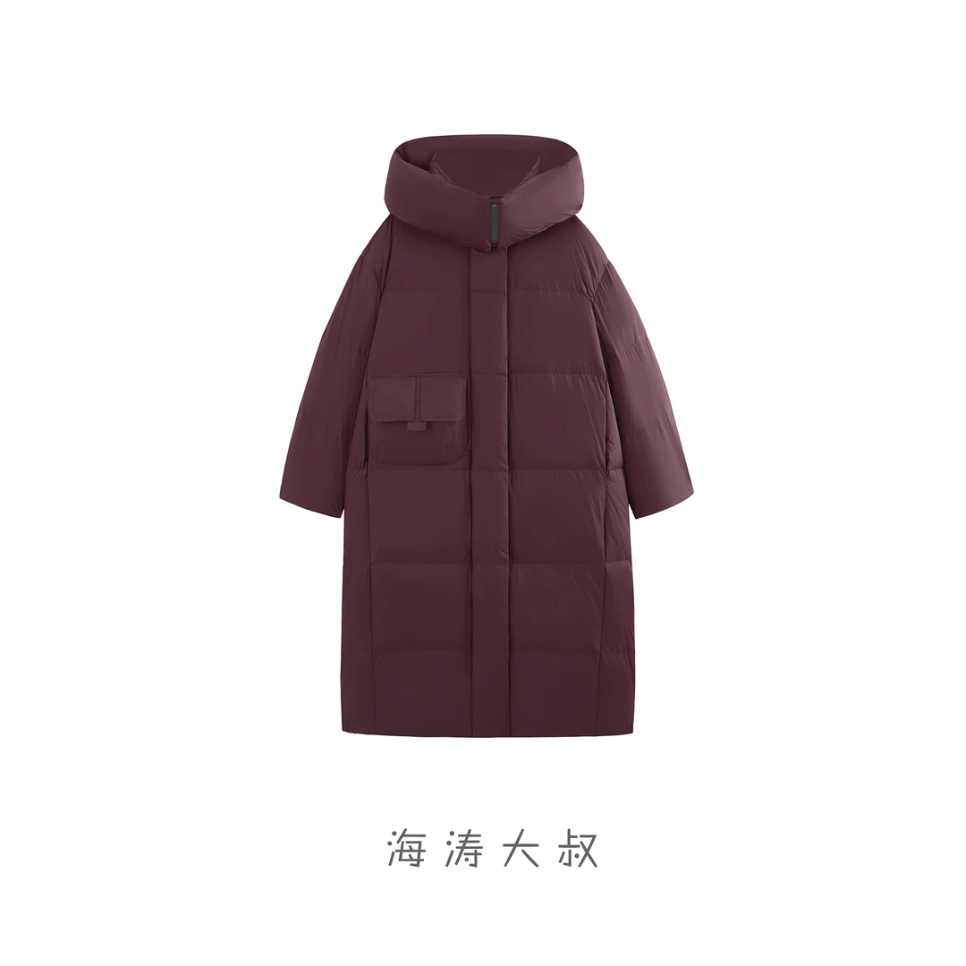 【海涛大叔】90%鸭绒加厚保暖长款过膝羽绒服