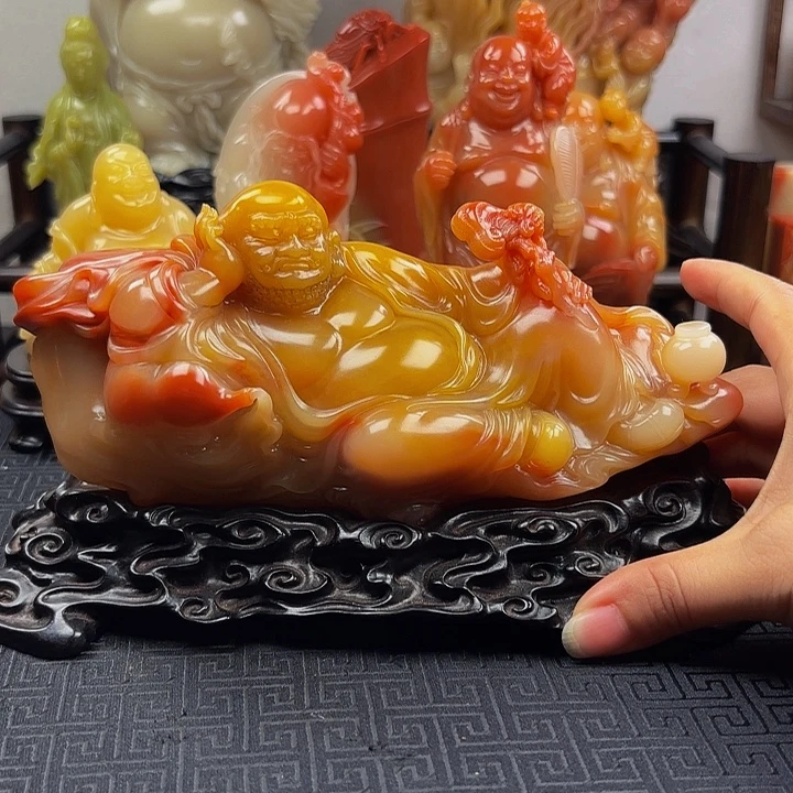 开***心寿山石罗汉大摆件