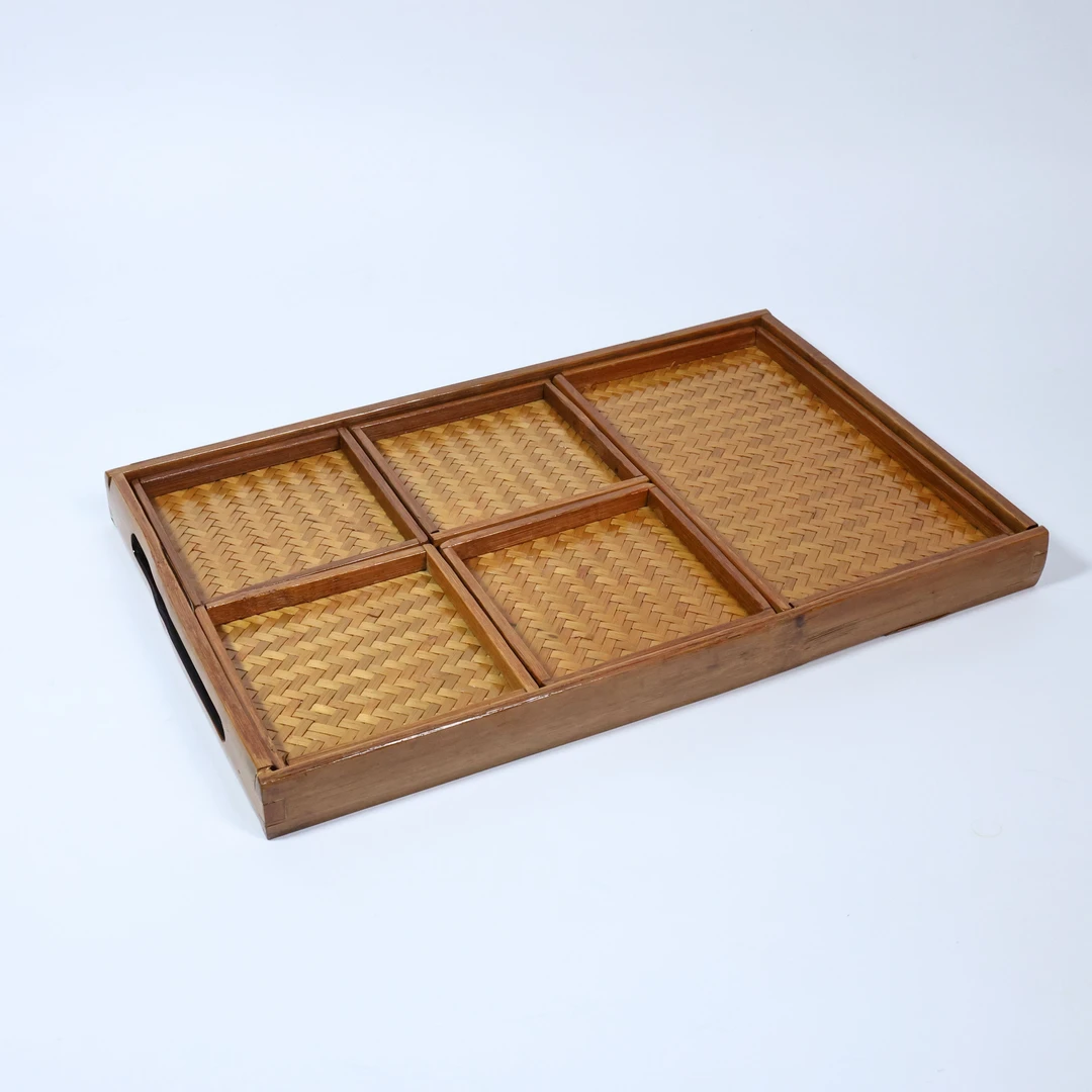 大漆竹席组合茶盘