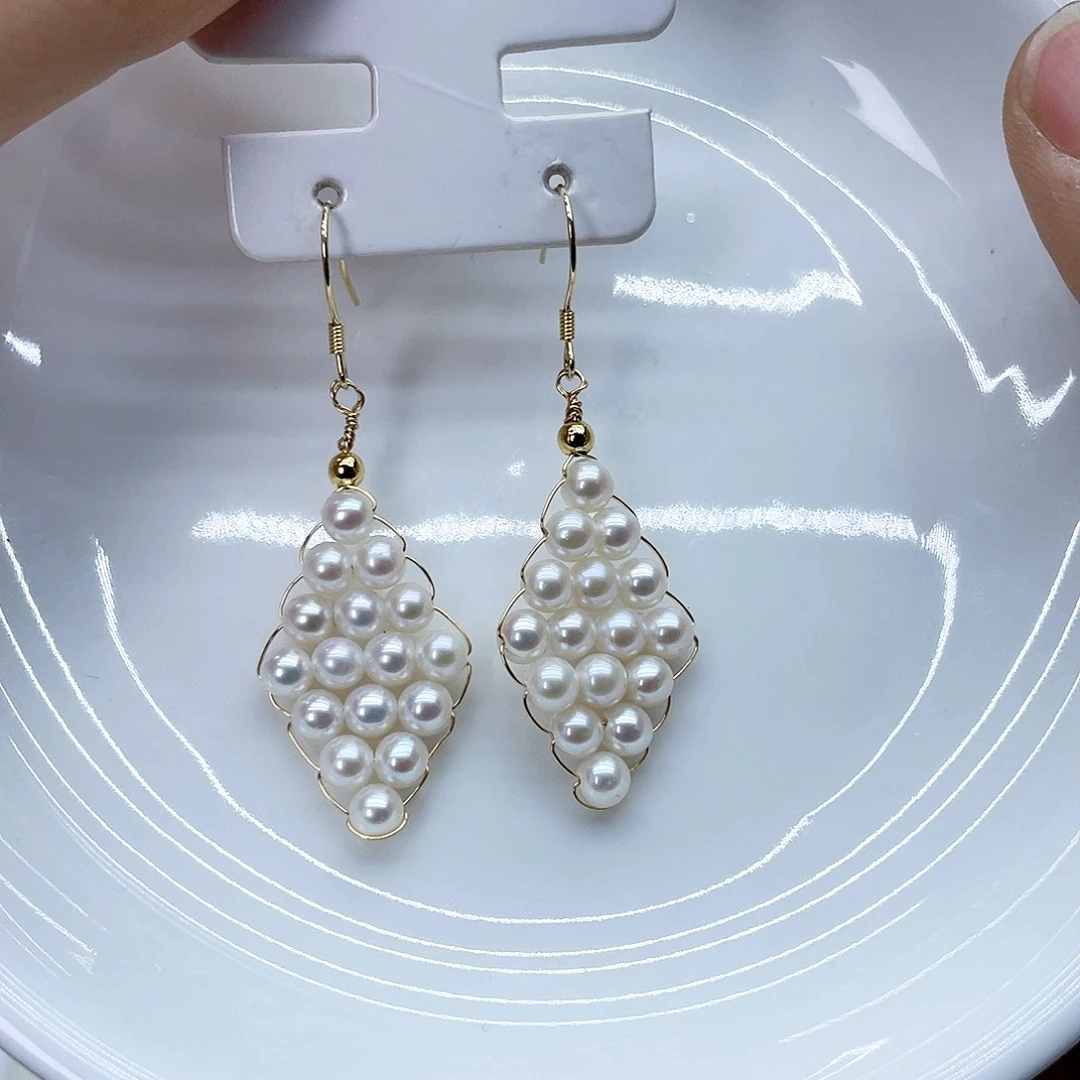 银S925镶嵌耳饰淡水珍珠