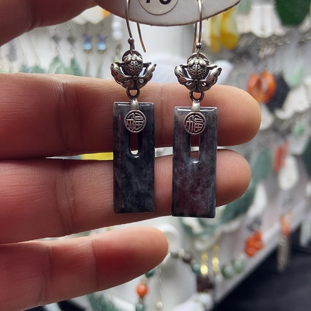 翡翠银S925镶嵌耳饰品质珠宝