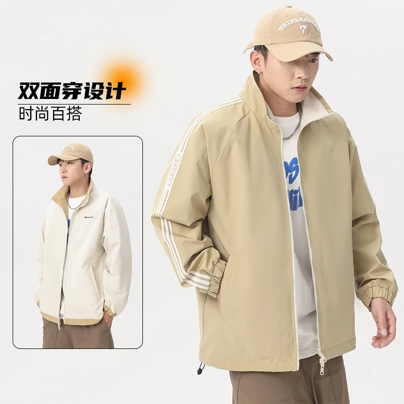 【富富】春季男士双面穿立领夹克外套帅气百搭CJ5566