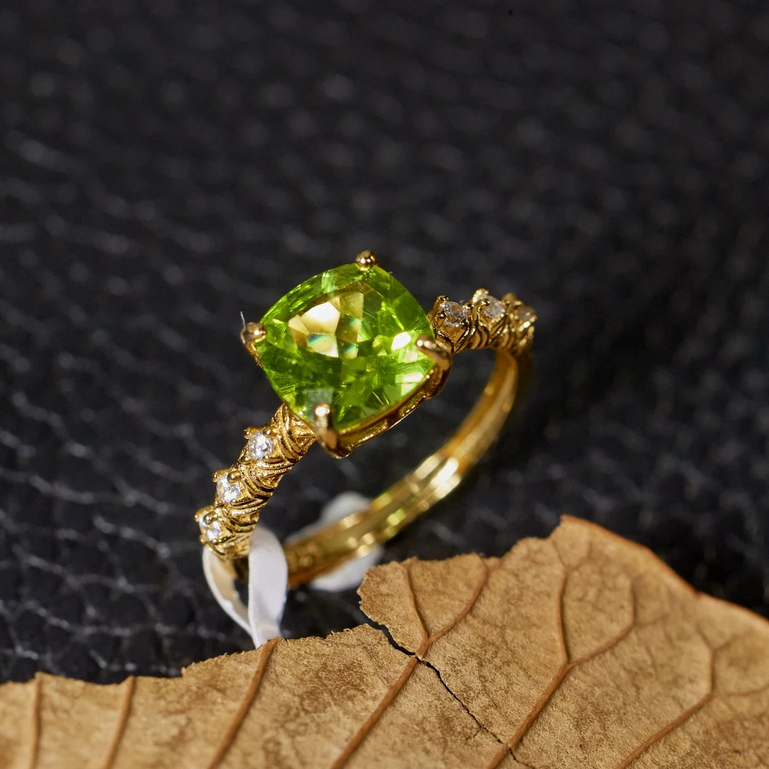 非遗好物分享【歪歪】橄榄石枕型戒指（多样性发一）XB-H0860