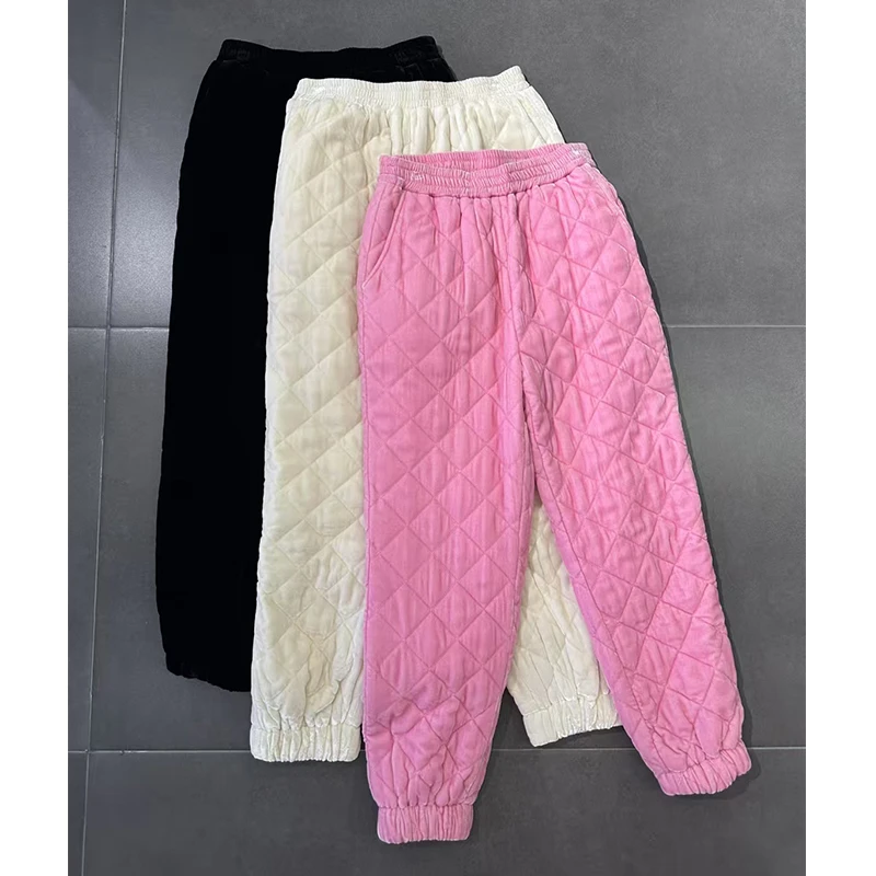 设计师品牌口碑好货寒潮来袭棉裤走起真丝丝绒运动型束口棉裤秋冬