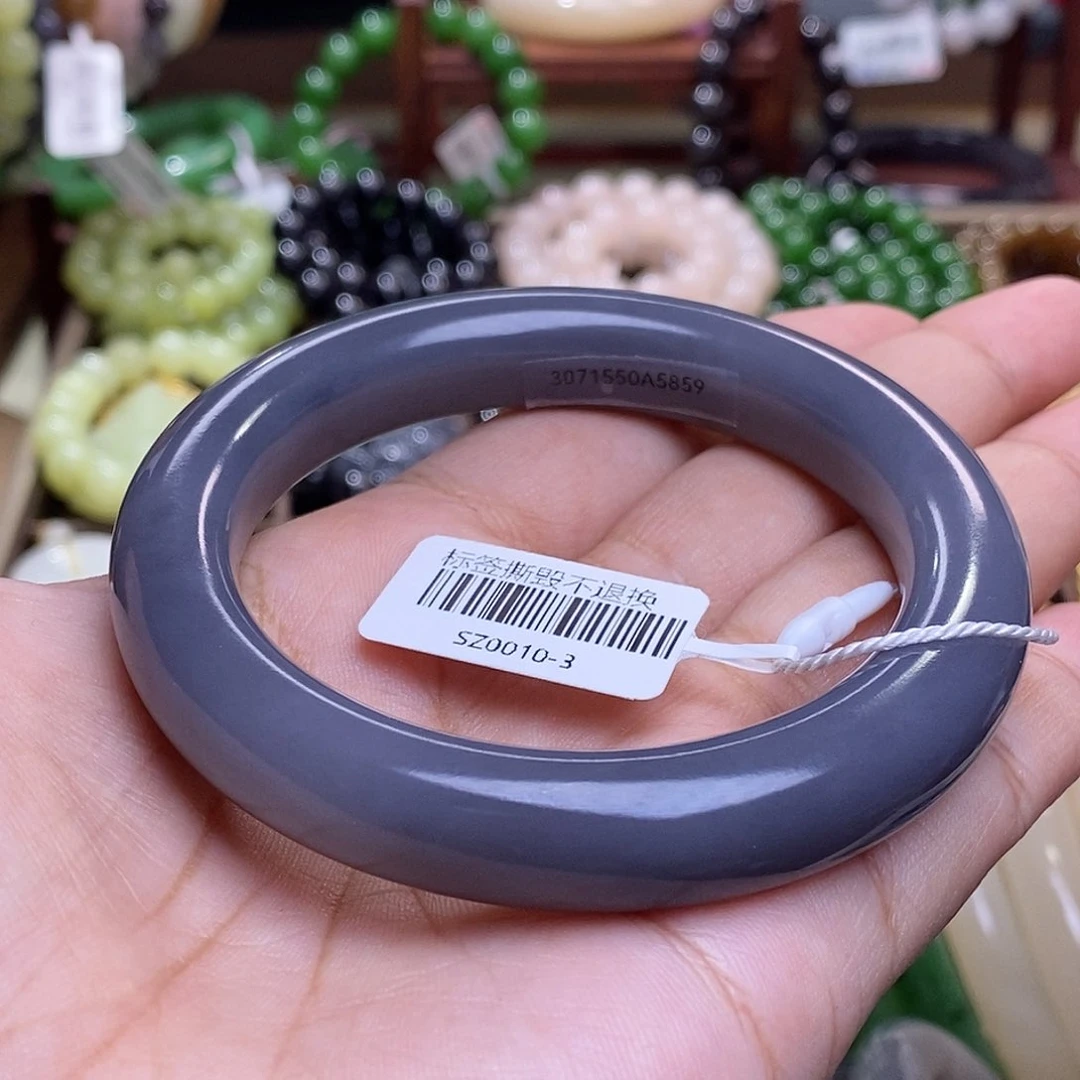 和田玉毕业级烟紫高冰老矿料浓紫手镯58.2未镶嵌