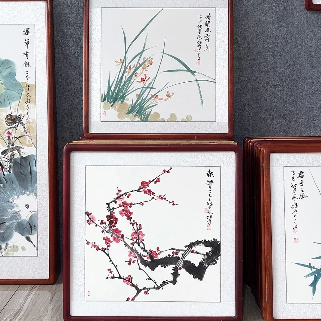 国画书画作品带框63×63