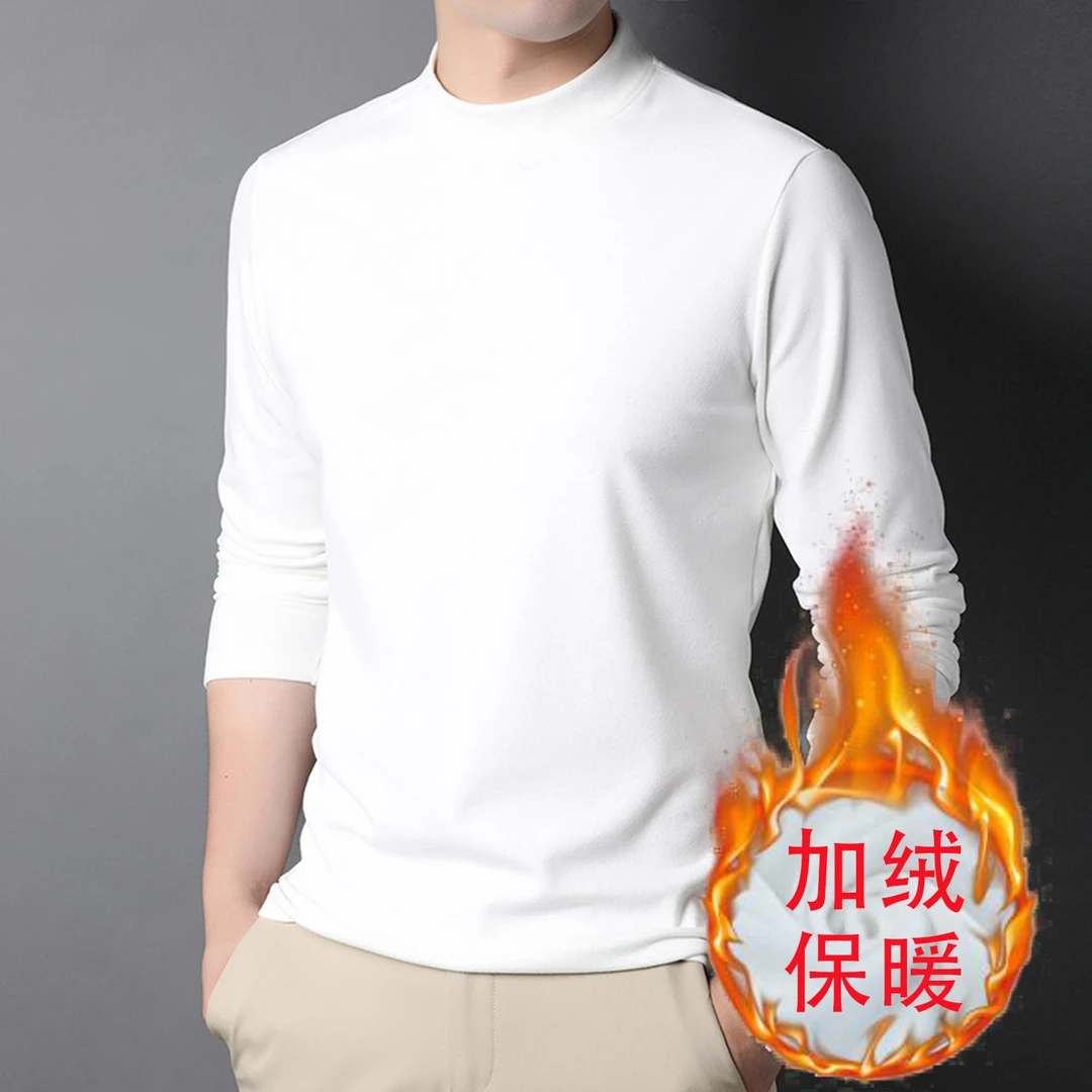 秋冬高尔夫男装半高领加绒保暖长袖打底衫高尔夫服装男士纯色上衣