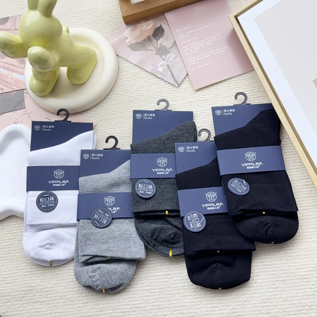 L9008-06 十双男袜纯色松口商务简约中筒袜
