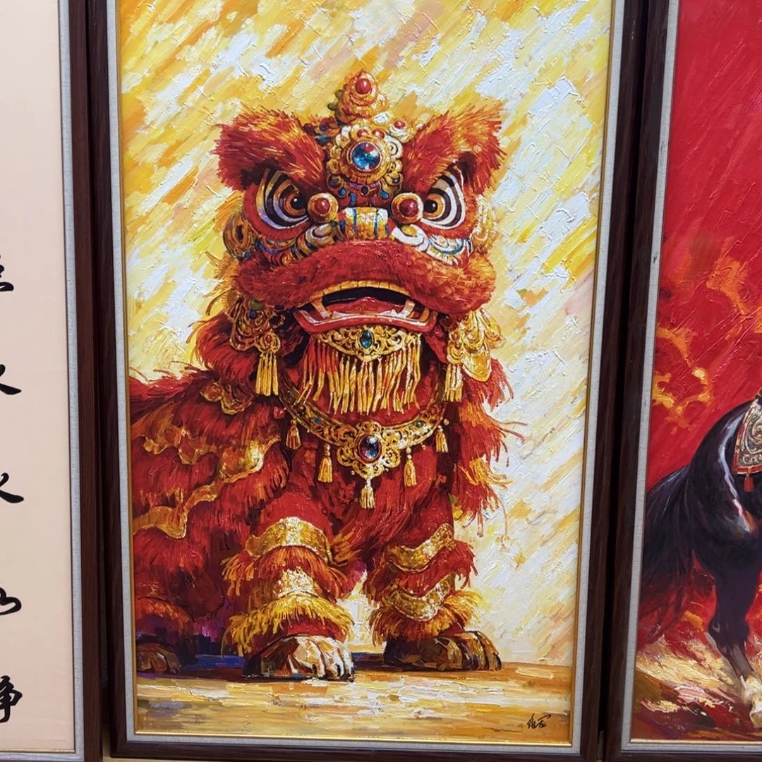 油画张俊龙油画艺术醒狮