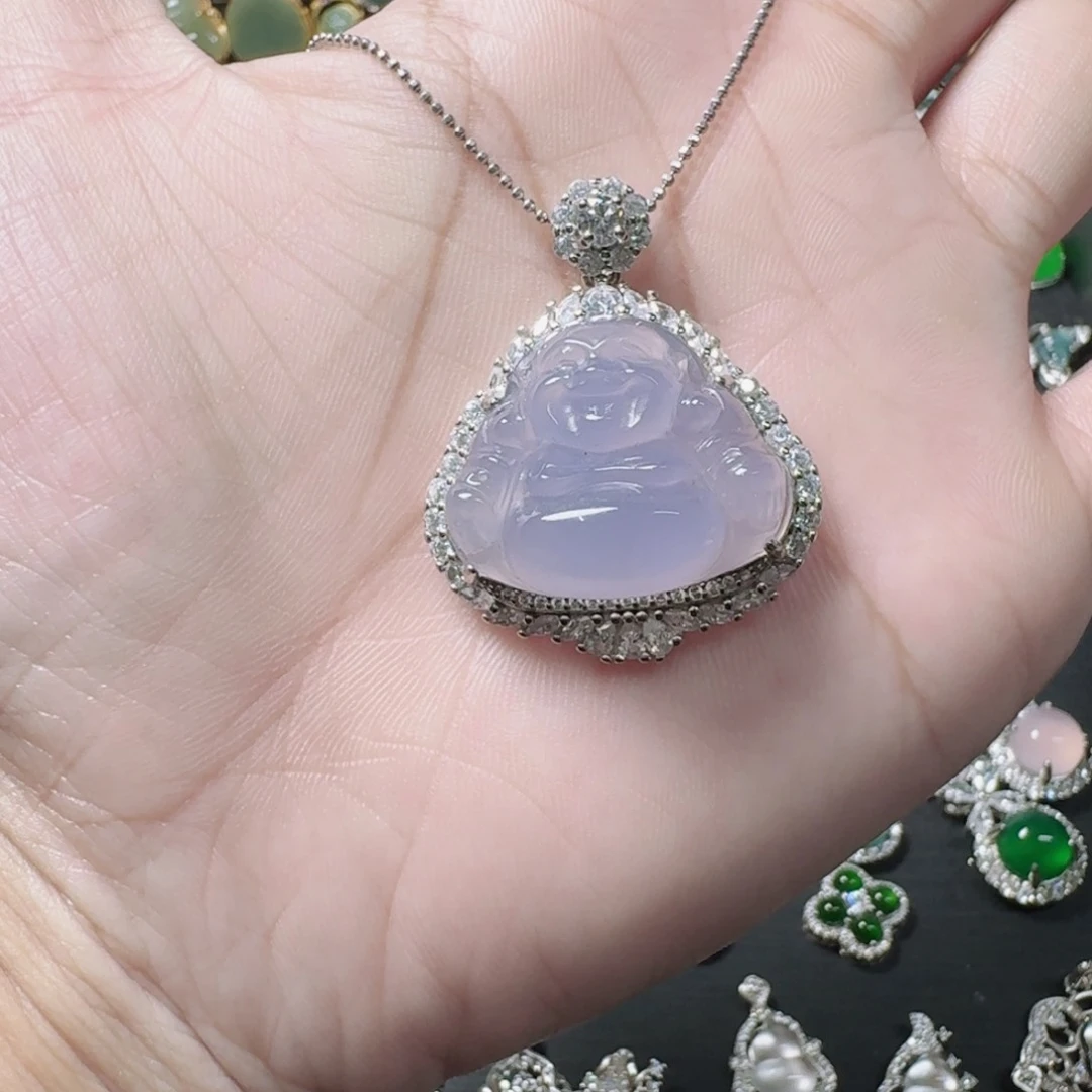 玛瑙/玉髓吊坠(赠链)银S925镶嵌佛公