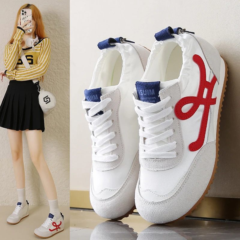 小白鞋女2025年秋季新款雨伞布防水运动休闲阿甘鞋轻便