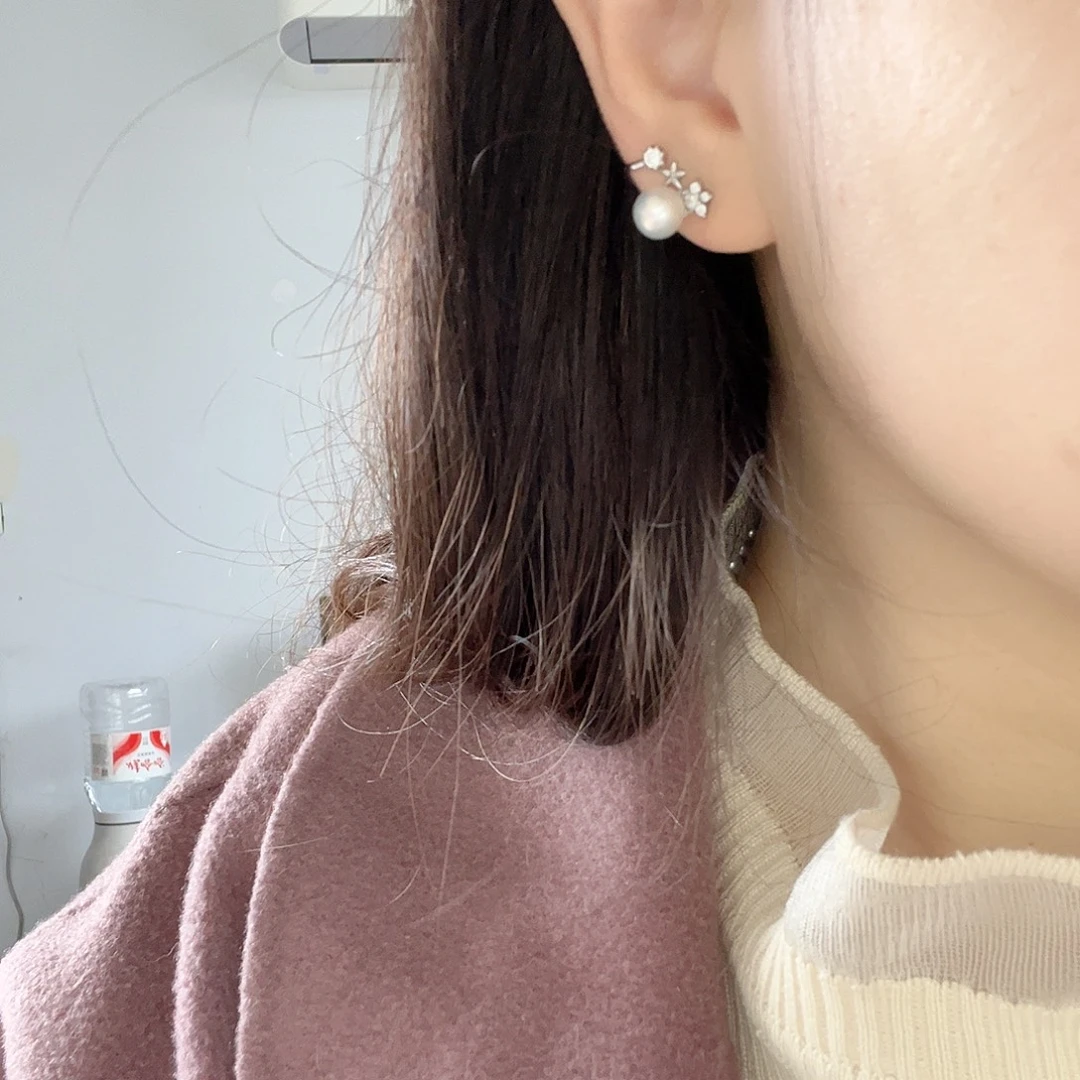银S925镶嵌淡水珍珠耳饰