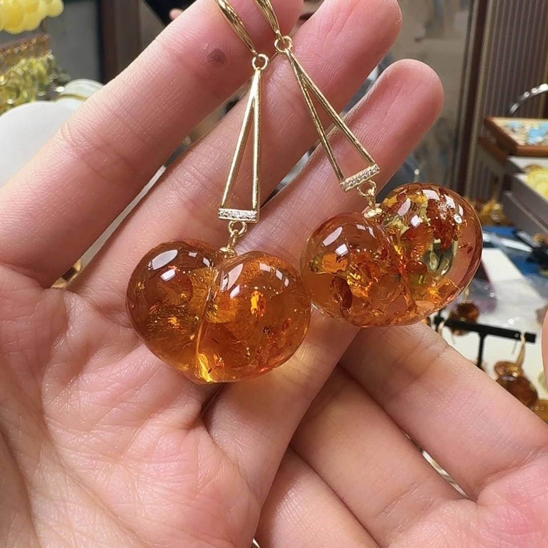 琥珀未镶嵌颈饰耳坠