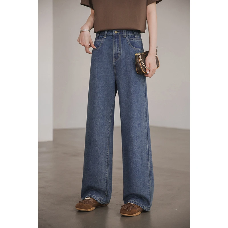 小谷粒T台牛仔裤 高腰直筒 后育克 双版本