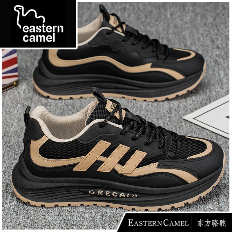 东方骆驼男鞋夏季透气高档大气网面鞋潮流厚底防滑跑步休闲鞋男