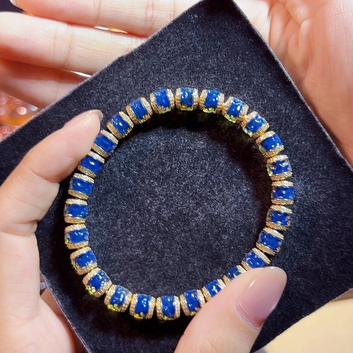 蓝珀未镶嵌珠宝奇石多米尼加蓝珀无相灯笼手串