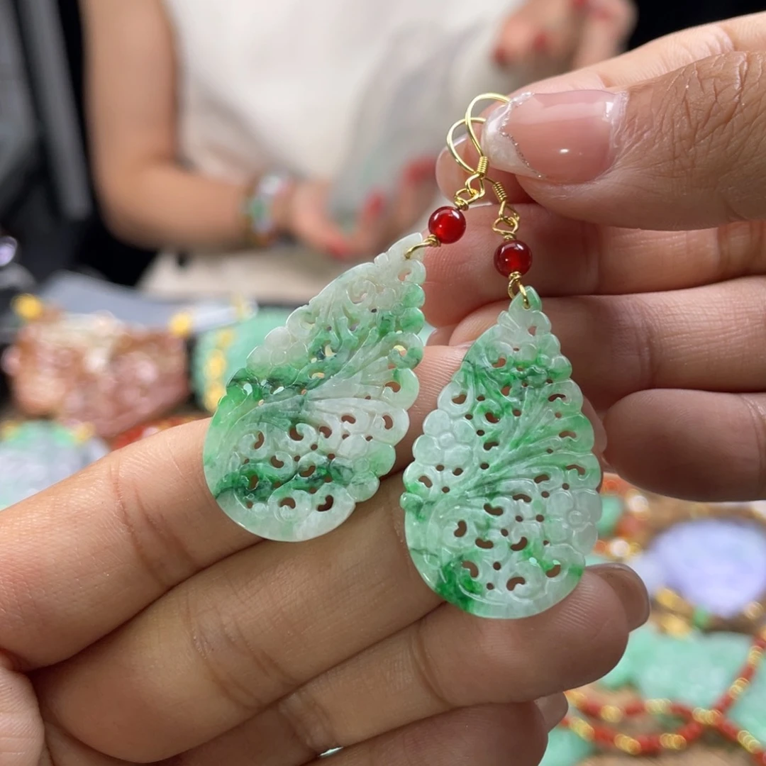 翡翠未镶嵌耳饰代编织