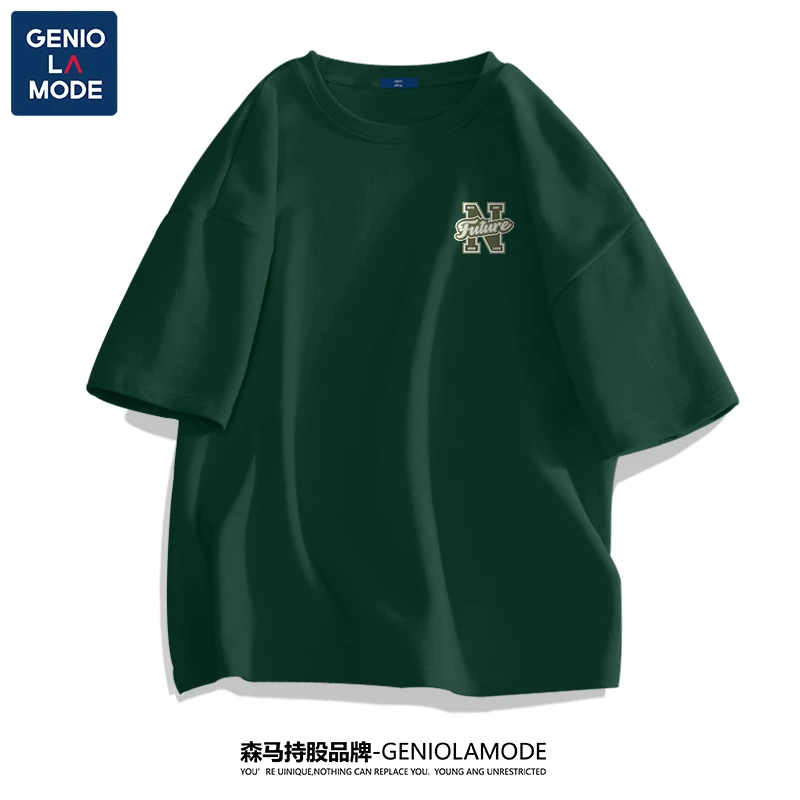 GENIOLAMODE短袖t恤男2025夏季新款小清新半袖青少年纯棉复古体恤