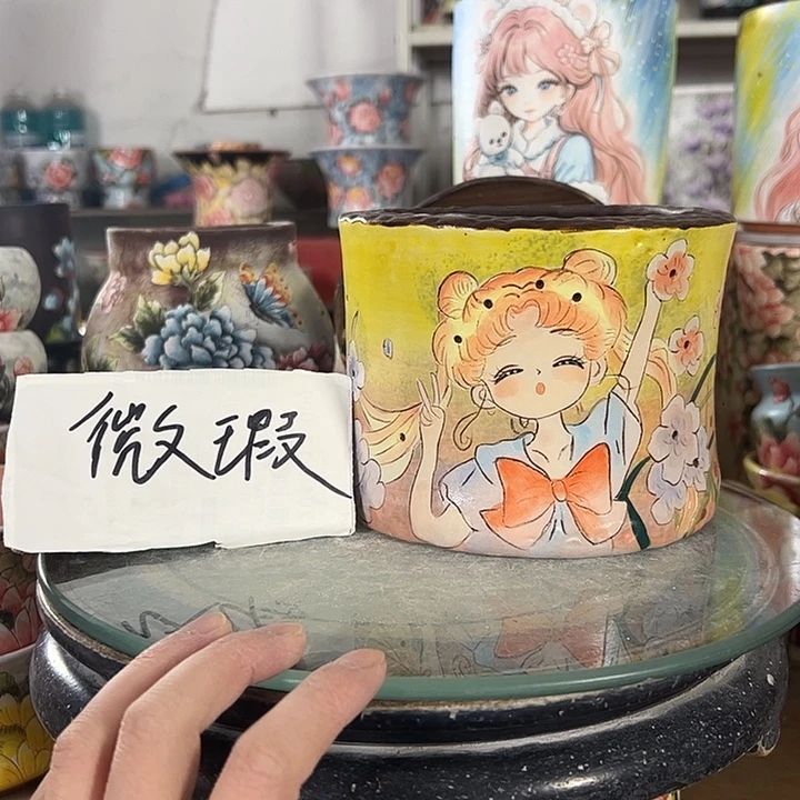 满38包邮 景德镇幸运花盆