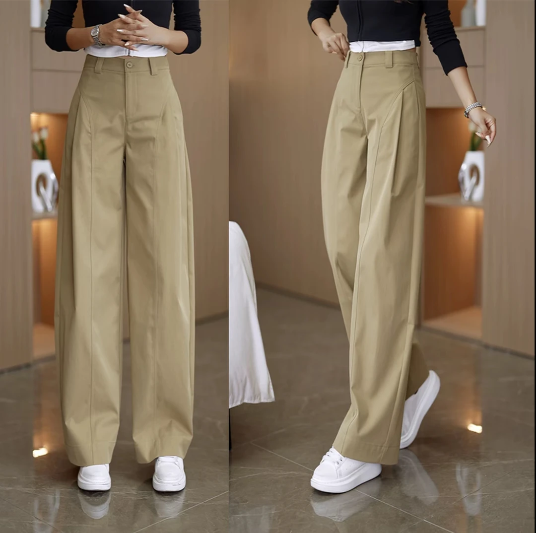 潮流阔腿裤2025秋季新款时尚高腰休闲宽松显瘦长裤贝斯裤