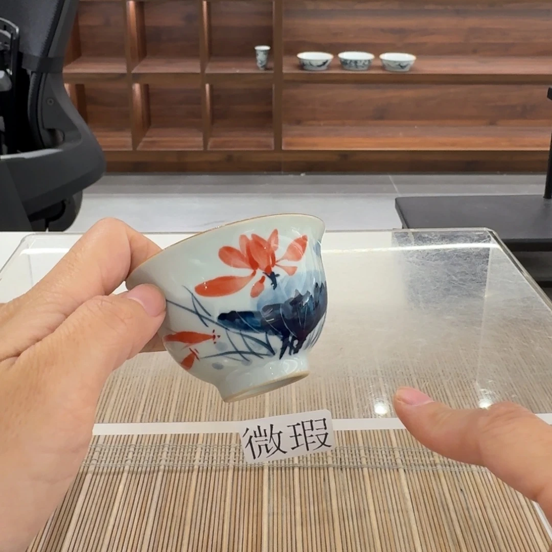 釉下手手绘茶具微瑕