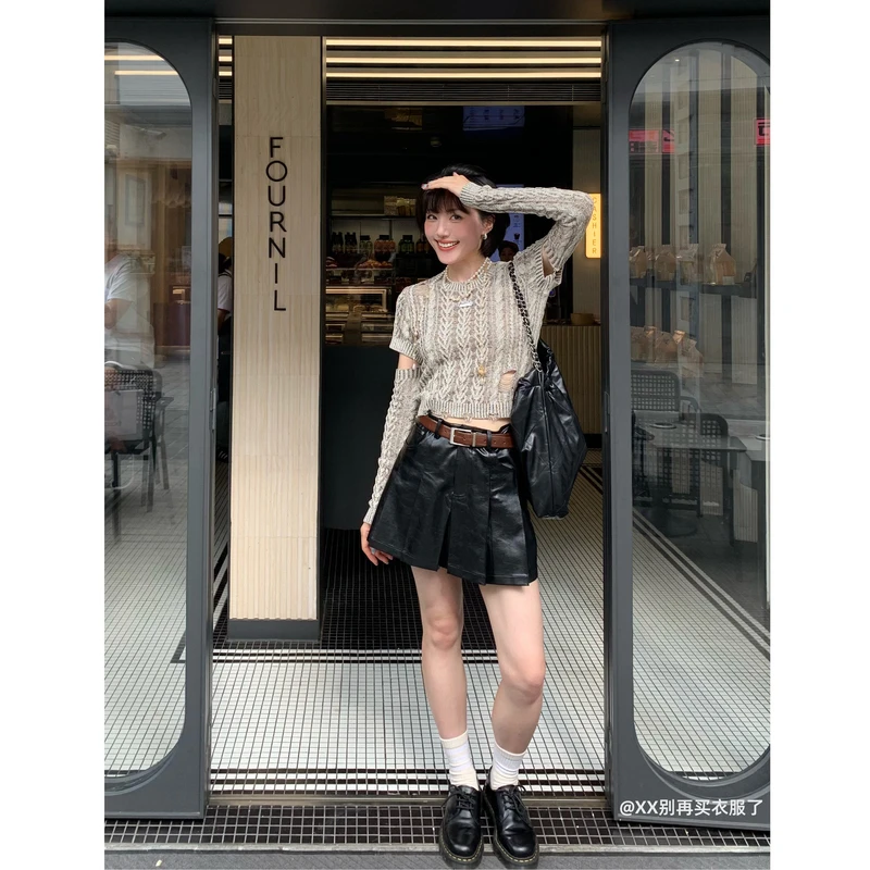 PHORM新款破洞设计毛针织衫上衣G01803436