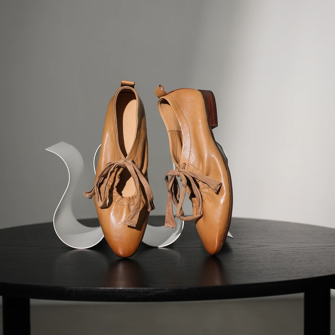 简约法式玛丽珍鞋2025新款蝴蝶结系带浅口单鞋复古低跟鞋