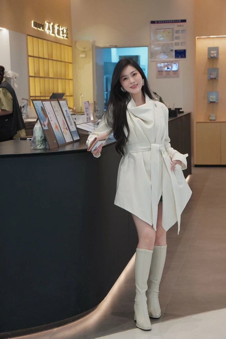 【幂娜】中长款风衣女秋新款廓形高级白色气质小个子韩版一粒扣外套