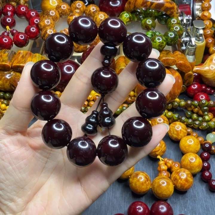 松木琥珀木文玩手串