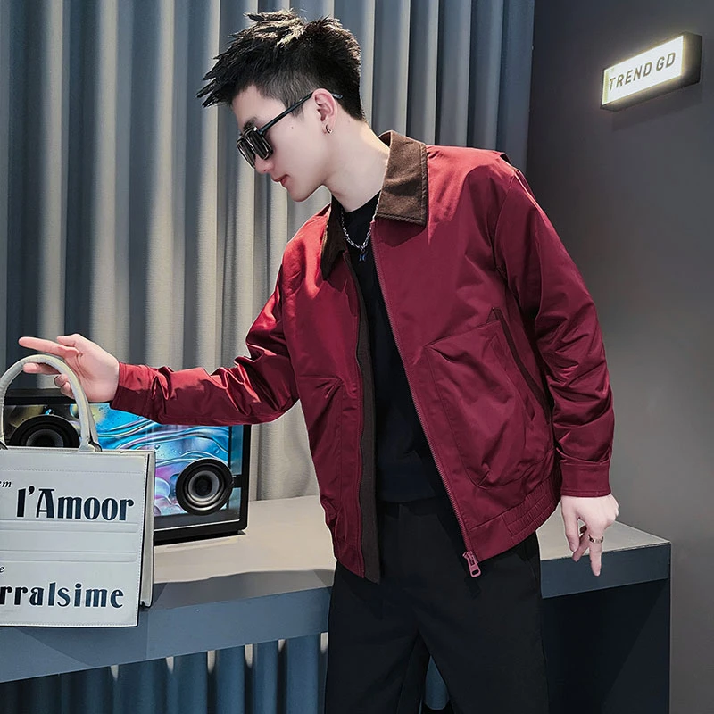 外套男款春秋2025新款潮牌网红洋气炸街高级男装衣服拼色翻领夹克