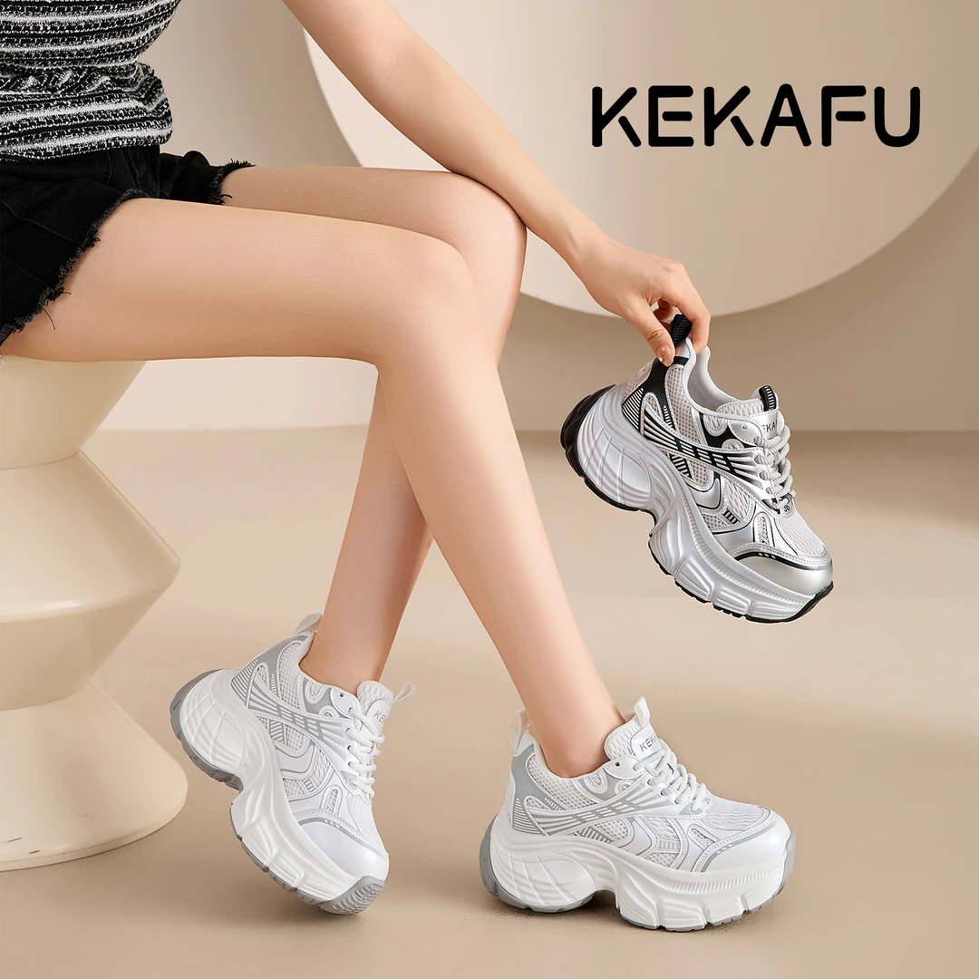 KEKAFU/珂卡芙夏季新款网面透气厚底增高9公分休闲运动老爹鞋女