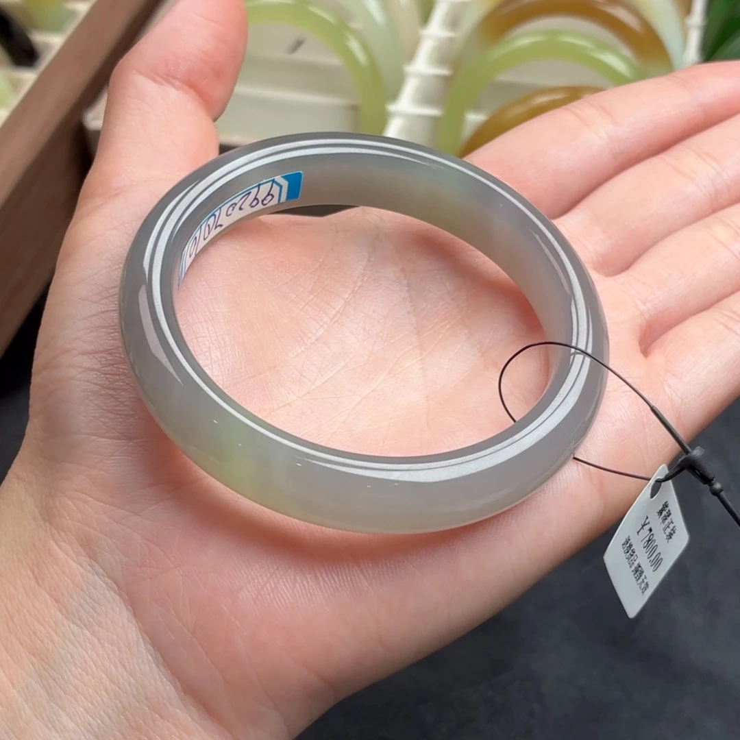 和田玉未镶嵌手镯-香芋紫底两口翠98号