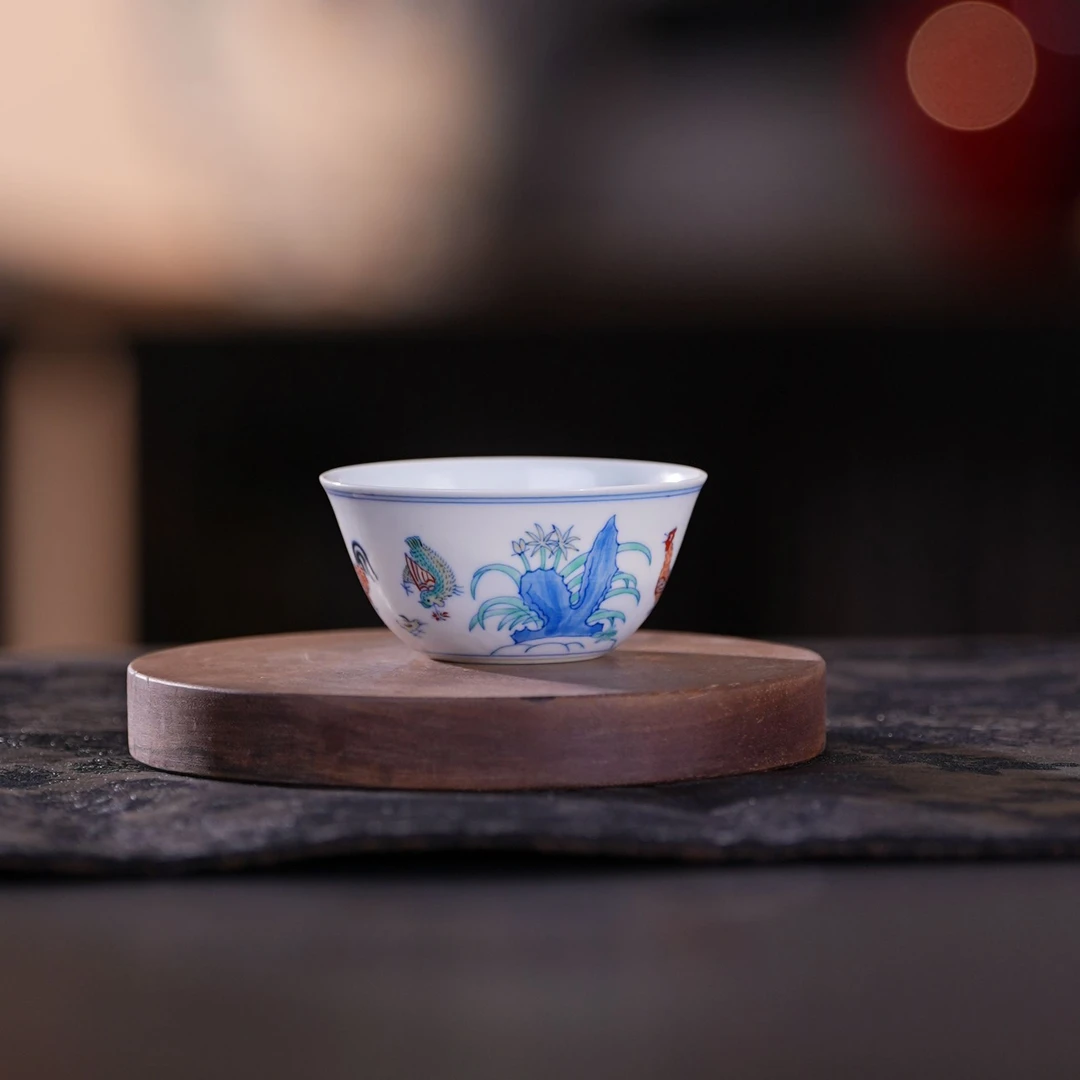 涂杏花丨斗彩鸡缸杯容量50ml陶瓷茶具