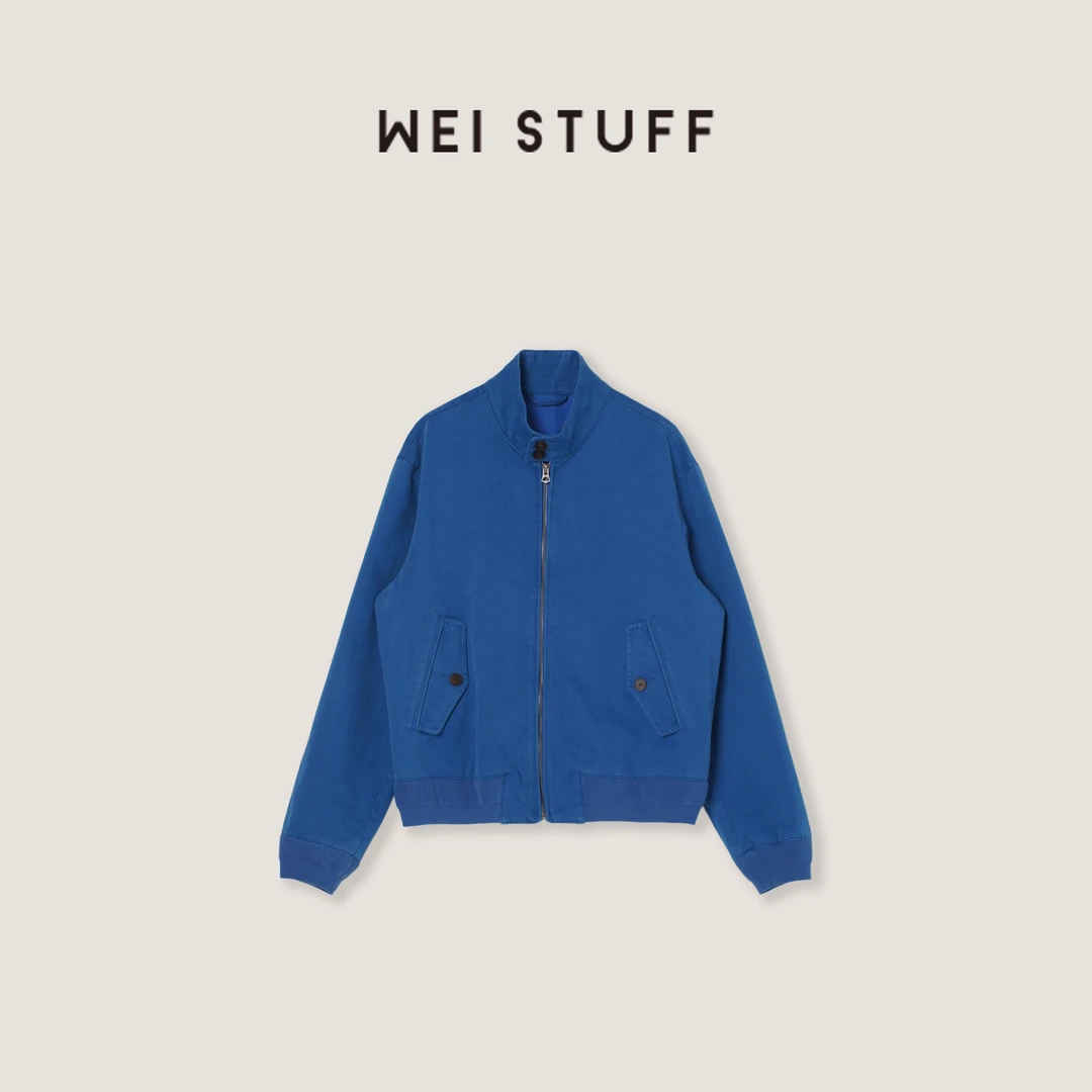 WEI STUFF  “法式蓝调” 时尚百搭立领宽松水洗休闲纯色外套 9566