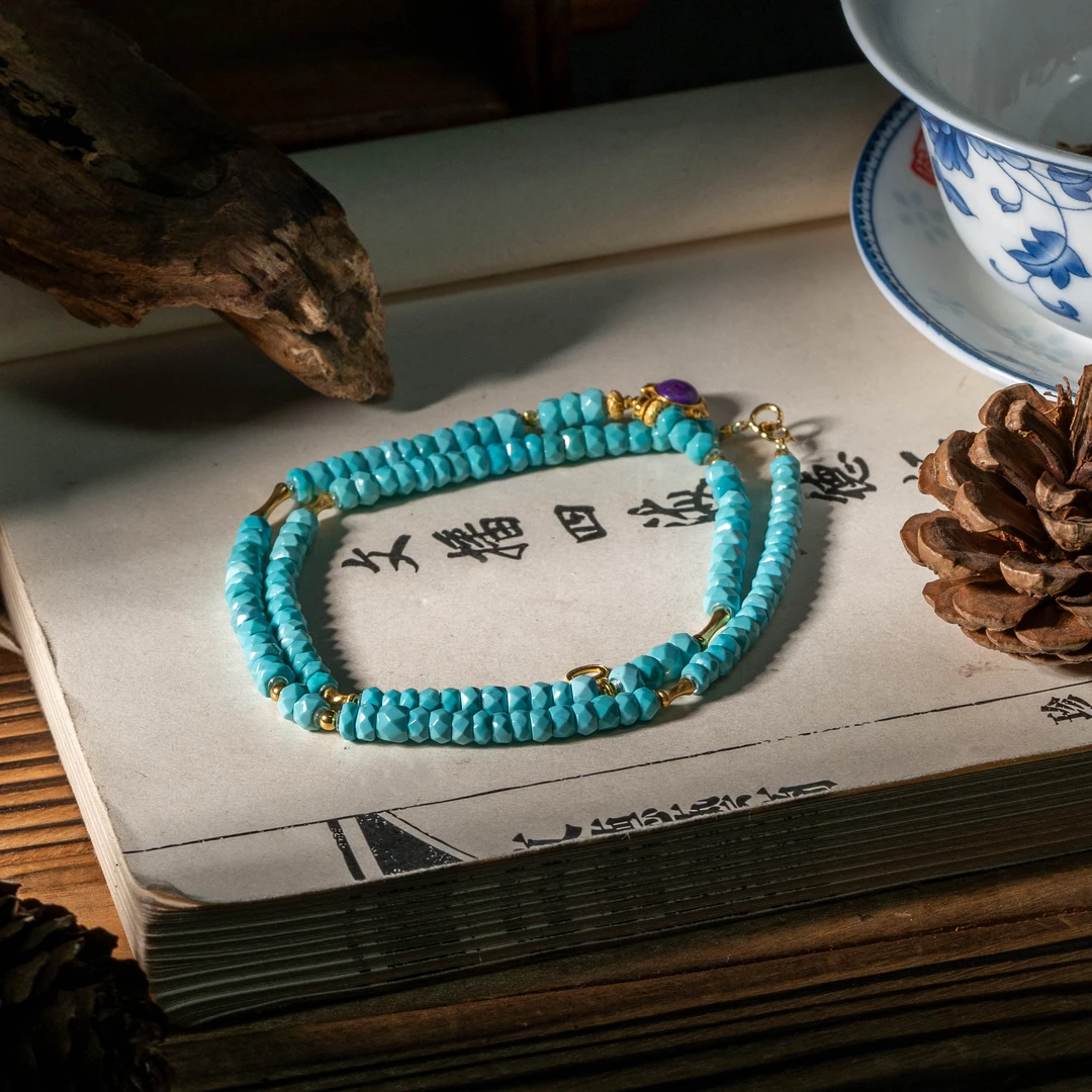 【世间臻宝】18K金绿松DIY项链/Q1806/多样性发一件/4mm/42cm/2