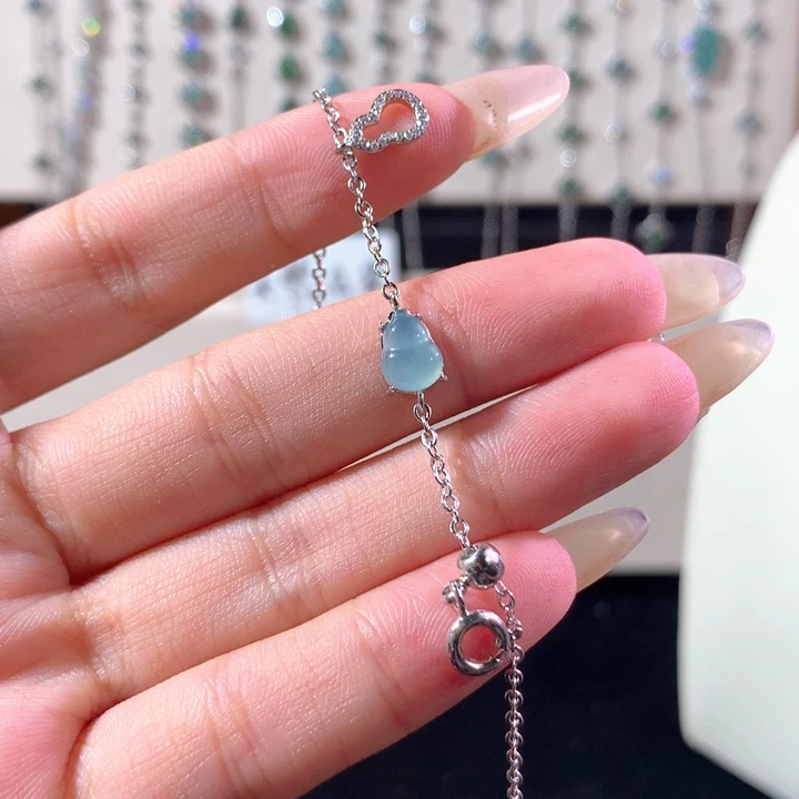 银S925镶嵌手链翡翠578蓝