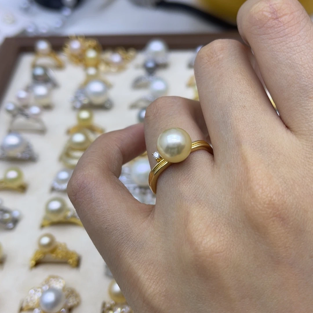 戒圈海水珍珠银S925镶嵌