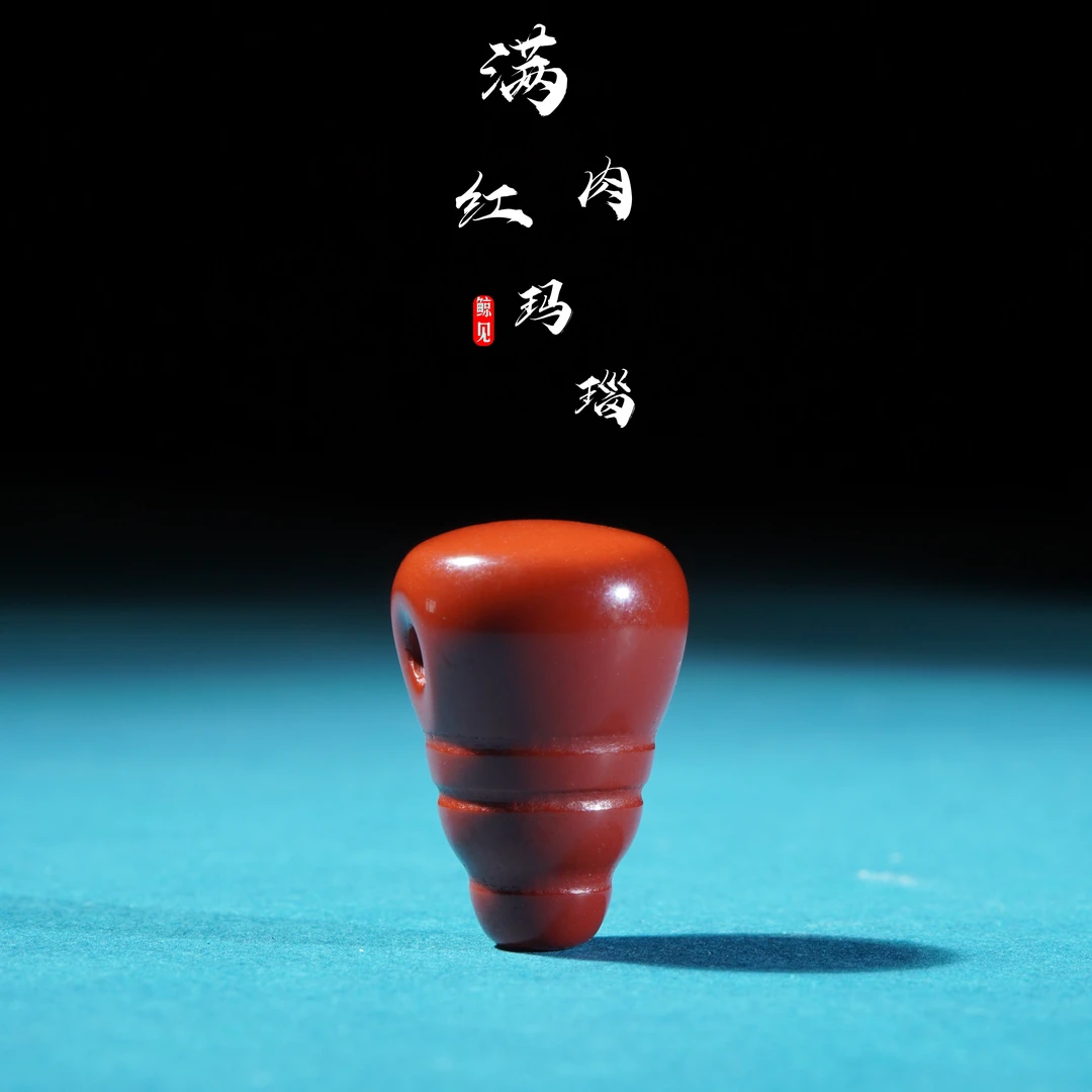 鲸见天然原矿满色满肉红玛瑙三通佛头百香金刚星月菩提文玩配饰珠